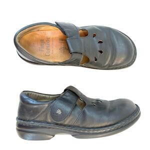Finn Comfort Mary Jane Shoes Size 39 Black Leather Cut Out Buckle Germany